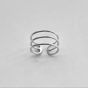 Sterling Silver Triple Band Cuff Ring, Silver Rings, Silver Bands, Boho Ring